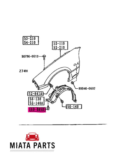 MX5 NA Front Guard Liner Clips Each (New) (Genuine)